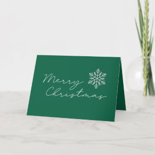 Merry Christmas Minimalist Green and White Holiday Card