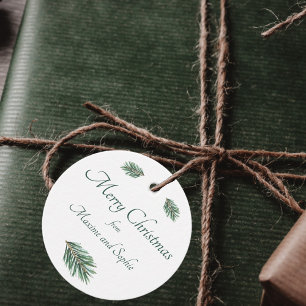 Merry Christmas minimalist green pine elegant  Favour Tags