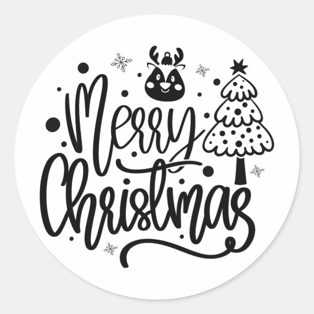 Merry Christmas Minimalist Holiday Classic Round Sticker (Front)