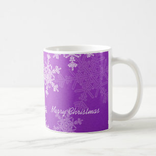 Merry Christmas Minimalist Purple Snowflakes  Coffee Mug