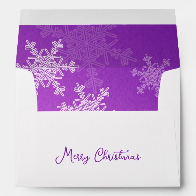 Merry Christmas Minimalist Purple Snowflakes  Envelope (Back (Bottom))