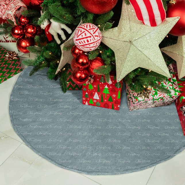 Merry Christmas Minimalist Script Brushed Polyester Tree Skirt (Creator Uploaded)