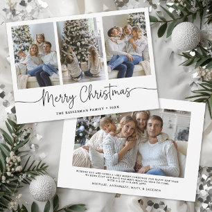 Merry Christmas Minimalist Script Elegant Photo Holiday Card