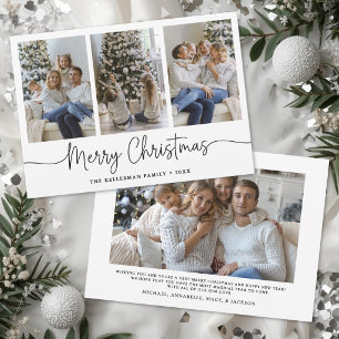 Merry Christmas Minimalist Script Elegant Photo Holiday Card