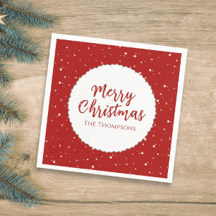 Merry Christmas Minimalist Simple Calligraphy Red Napkin