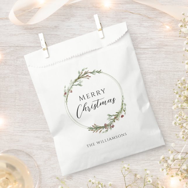 Merry Christmas Minimalist Wreath Favour Bags (Clipped)