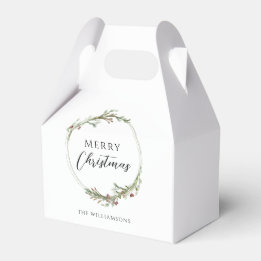 Merry Christmas Minimalist Wreath Favour Box