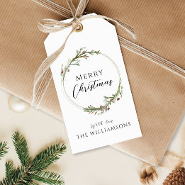 Merry Christmas Minimalist Wreath Gift Tags