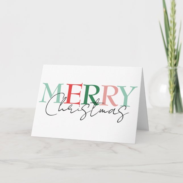 Merry Christmas Minimalistic Colourful Simple  Card (Front)