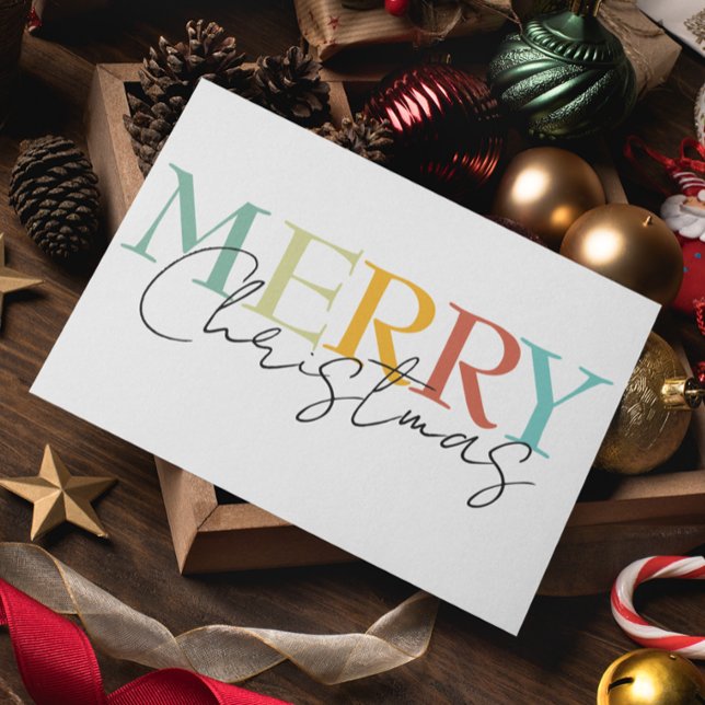 Merry Christmas Minimalistic Colourful Simple  Card (Creator Uploaded)