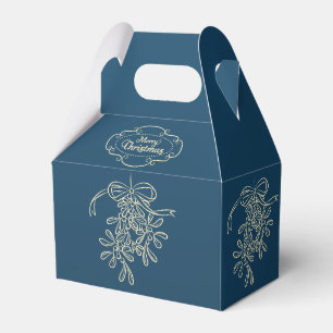Merry Christmas Mistletoe Calligraphy Blue Favour Box