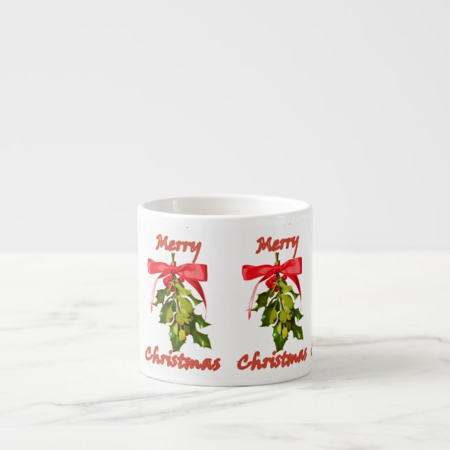 merry christmas mistletoe espresso cup (Front)