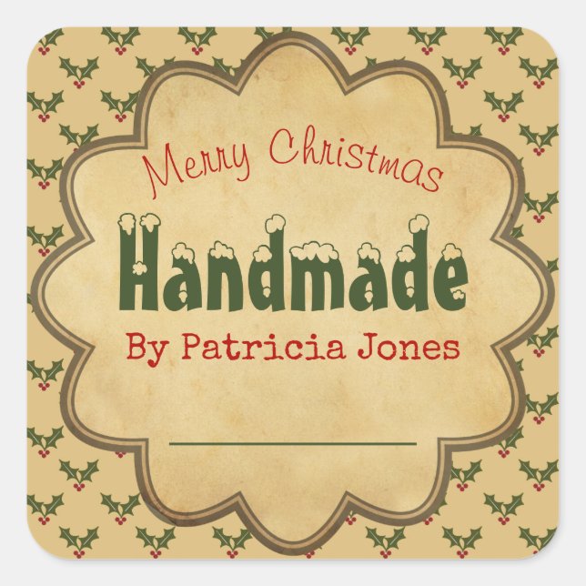 Merry Christmas Mistletoe For Handmade Gifts Square Sticker (Front)