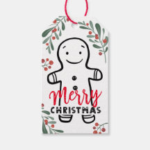 Merry Christmas - Mistletoe Gingerbread  Gift Tags
