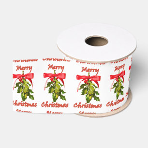 merry christmas mistletoe grosgrain ribbon