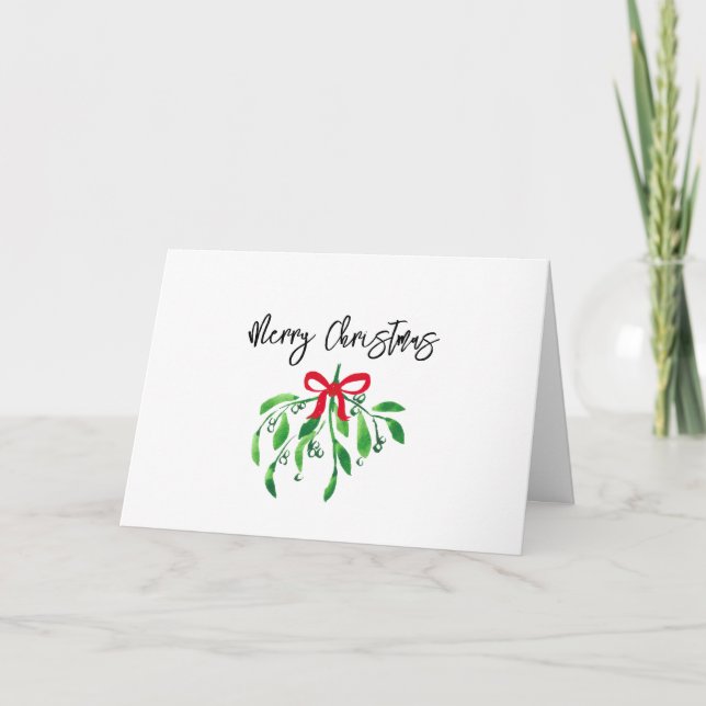 MERRY CHRISTMAS Mistletoe HAPPY NEW YEAR Festive Card (Front)