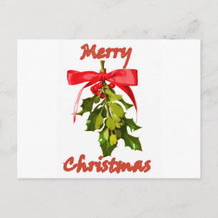 Merry Christmas mistletoe Holiday Postcard