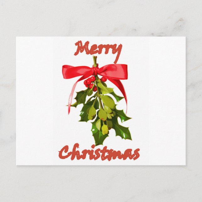 Merry Christmas mistletoe Holiday Postcard (Front)