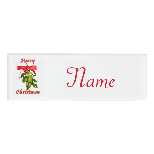 merry christmas mistletoe name tag (Front)