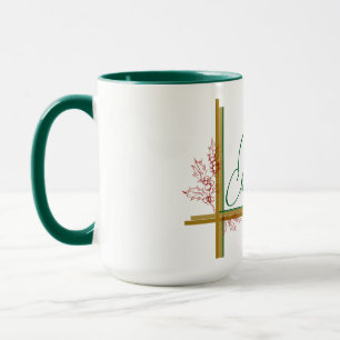 Merry Christmas Mistletoe Red Green Gold Mug