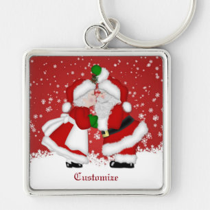 Merry Christmas Mistletoe Santa  Key Ring