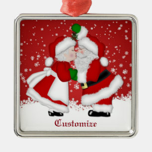 Merry Christmas Mistletoe Santa  Metal Tree Decoration