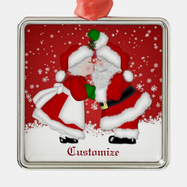 Merry Christmas Mistletoe Santa  Metal Tree Decoration (Front)
