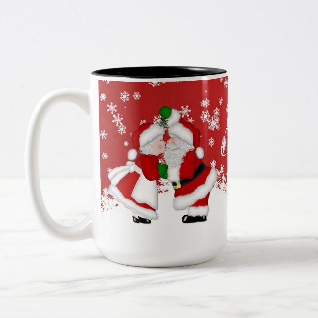 Merry Christmas Mistletoe Santa Mug (Left)