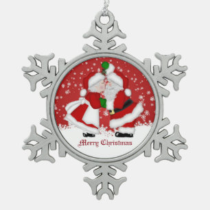 Merry Christmas Mistletoe Santa Snowflake Ornament