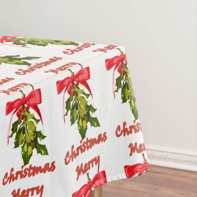 merry christmas mistletoe tablecloth (In Situ)