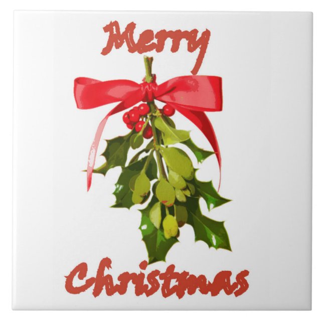 merry christmas mistletoe tile (Front)