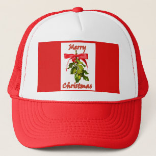 merry christmas mistletoe trucker hat
