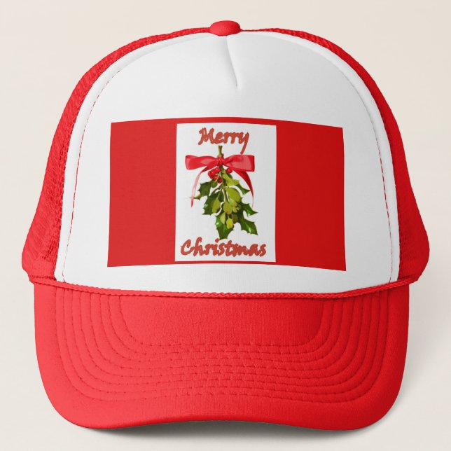 merry christmas mistletoe trucker hat (Front)