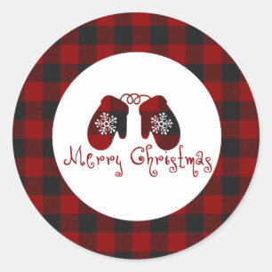 Merry Christmas mittens Classic Round Sticker