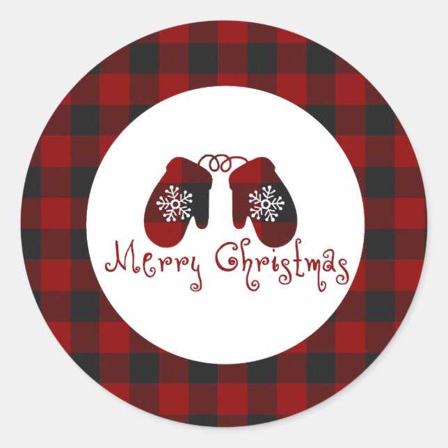 Merry Christmas mittens Classic Round Sticker (Front)