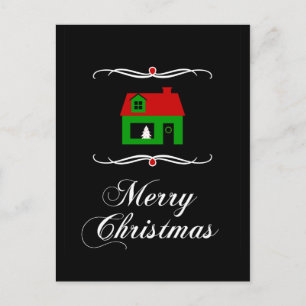 merry christmas (mod home) holiday postcard