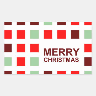 merry christmas (mod squares) rectangular sticker