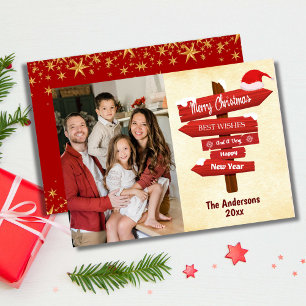 Merry Christmas modern 1 family photo cute simple Holiday Card