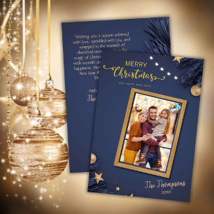 Merry Christmas modern 1 family photo cute simple Holiday Card