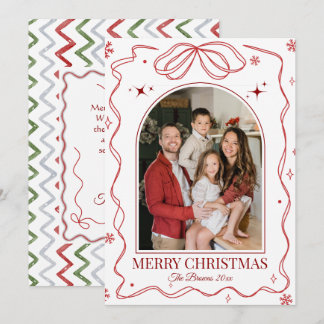 Merry Christmas modern 1 family photo cute simple Holiday Card