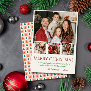 Merry Christmas modern 4 family photo cute simple Holiday Card