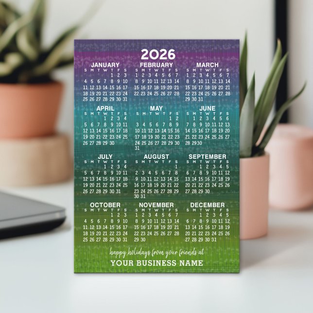 Merry Christmas Modern Abstract Calendar Holiday Card (2026 Calendar on a Holiday Card)