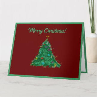 Merry Christmas Modern Art Cute Tiny Tree Card