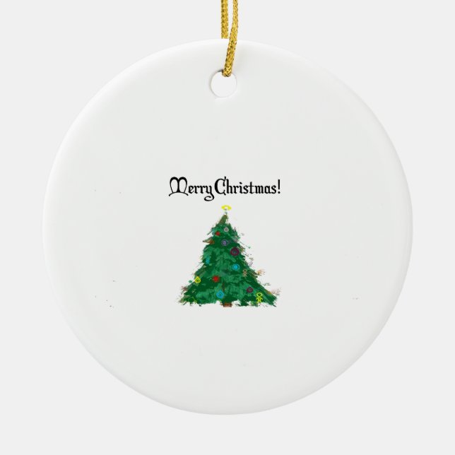 Merry Christmas Modern Art Cute Tiny Tree Ceramic Tree Decoration (Front)