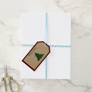 Merry Christmas Modern Art Cute Tiny Tree Gift Tags