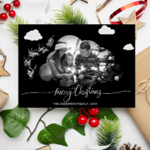 Merry Christmas Modern Black Cloud Photo Holliday  Invitation