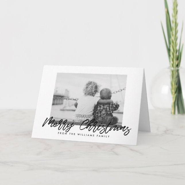 Merry Christmas modern black font Holiday Card (Front)