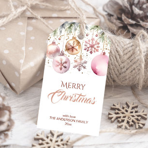 Merry Christmas modern boho metallic watercolor Gift Tags