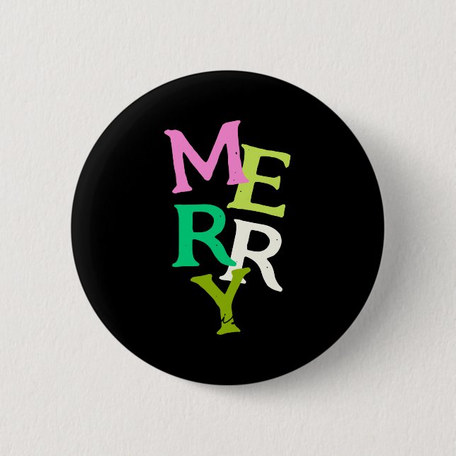 Merry Christmas Modern Bright Holiday  6 Cm Round Badge (Front)