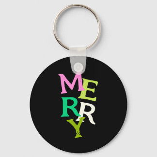 Merry Christmas Modern Bright Holiday  Key Ring